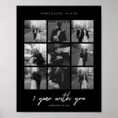 Poster Moderne Mariage Noir 1re Anniversaire 9-Photos (Devant)