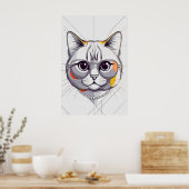 Poster Moderne Meow Muse (Cuisine)