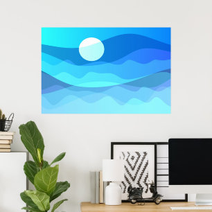Poster Moderne minimaliste Abstrait Sunrise Sea Art