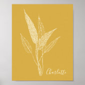 Poster Moderne minimaliste Botanique en Jaune Personnalis (Devant)