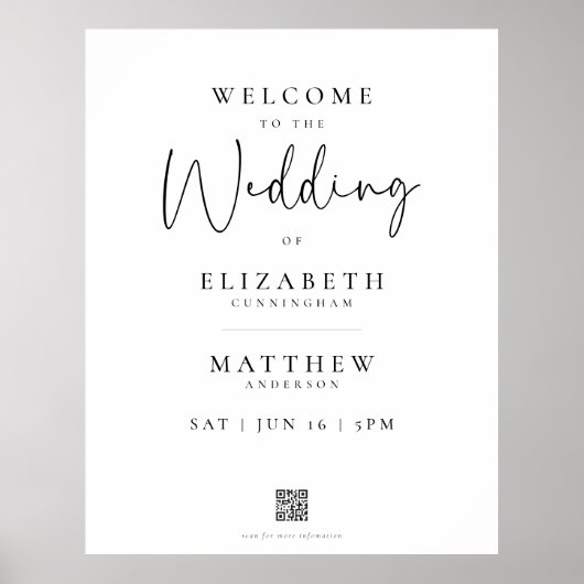 Poster Moderne minimaliste Élégant Mariage simple Accueil (Devant)