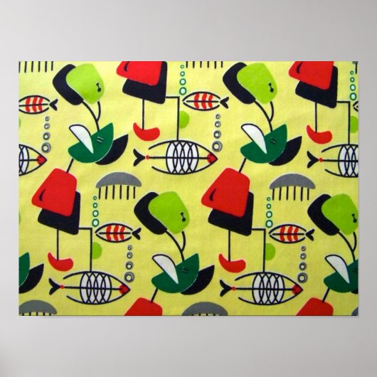 Poster moderne moderne du milieu du siècle Poisson (Devant)