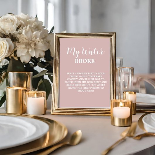 Poster Moderne mon eau cassé Baby Baby shower signe de je