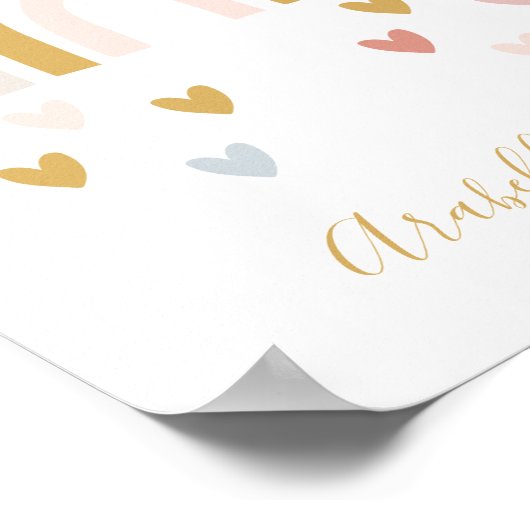 Poster Moderne Muted Arc-en-ciel Monogramme Nom Nursery (Coin)