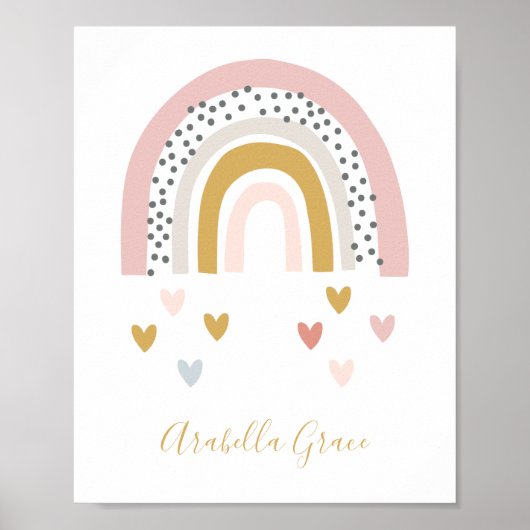 Poster Moderne Muted Arc-en-ciel Monogramme Nom Nursery (Devant)