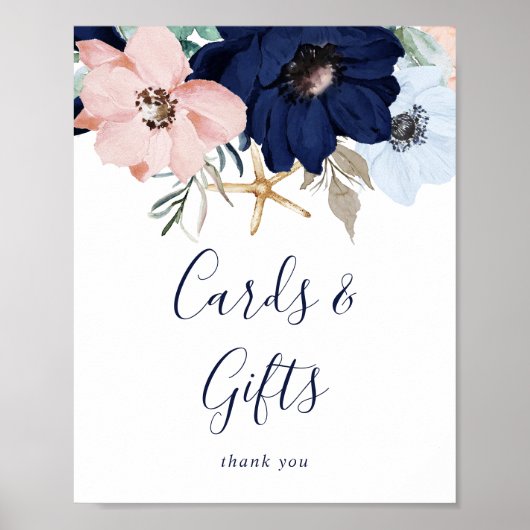 Poster Moderne Nautique | Panneau de Cartes Florales et C (Devant)