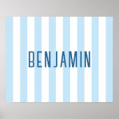 Poster Moderne Nom Rayé Bleu Pâle et Blanc (Devant)