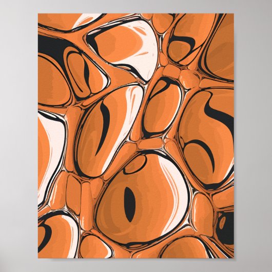 Poster Moderne Orange Abstrait Bubble Art Design (Devant)