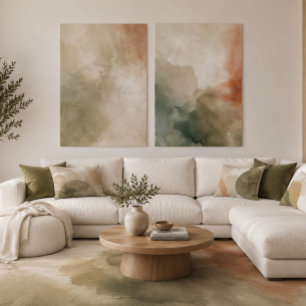 Poster Moderne organique Vert sauge & beige Neutre