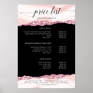 Poster Moderne, parties scintillant, noir rose liste de p
