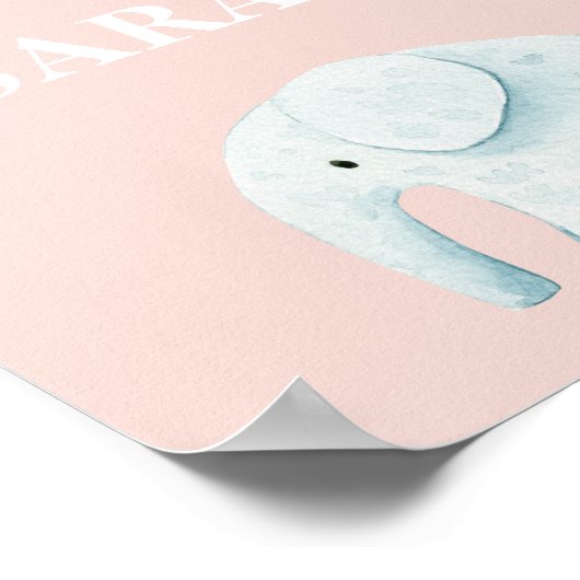 Poster Moderne Pastel Rose & Bleu Nom de l'enfant (Coin)