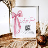Poster Moderne Pink Bow QR Code College Fund Graduation