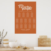 Poster Moderne Retro Orange Mariage 14 Table Seating Char (Cuisine)