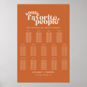 Poster Moderne Retro Orange Mariage 14 Table Seating Char (Devant)