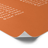 Poster Moderne Retro Orange Mariage 14 Table Seating Char (Coin)