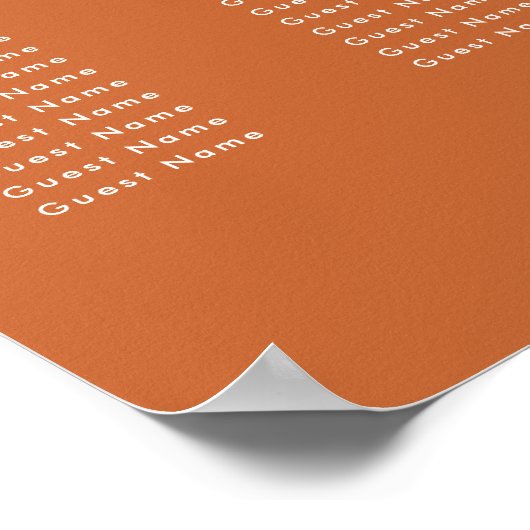 Poster Moderne Retro Orange Mariage 14 Table Seating Char (Coin)
