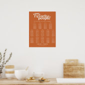 Poster Moderne Retro Orange Mariage 14 Table Seating Char (Cuisine)