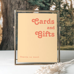 Poster Moderne Rétro Panneau Cartes et Cadeaux Crème Or