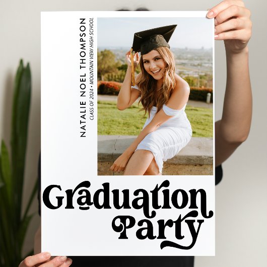 Poster Moderne Retro Photo Moderne Super Graduation Party