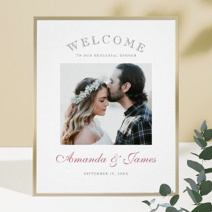 Poster Moderne Rose Gold Schriftzug Photo Mariage Accueil