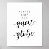 Poster Moderne Rustic Black Mariage Notre Guest Globe Pos (Devant)