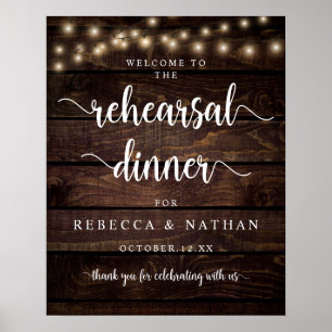 Poster Moderne Rustique, Bienvenue au Dîner de Répétition