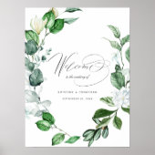 Poster Moderne Sage Verdure Wreath Floral Mariage Bienven (Devant)