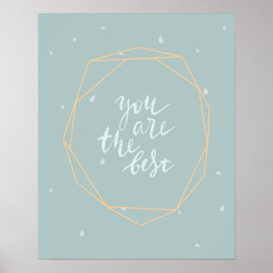 Poster Moderne scandi mignon bleu vous êtes le meilleur