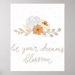 Poster Moderne scandi mignon laisse tes rêves s'épanouir