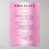 Poster moderne Simpel Pink Salon Price List (Devant)