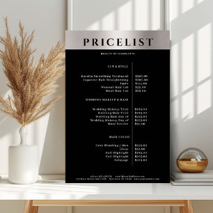 Poster moderne Simpel Silver Salon Price List