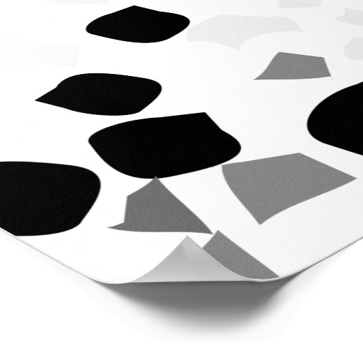 Poster Moderne Simple Blanc Terrazzo Noir (Coin)