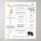 Poster Moderne Simple Fête d'Anniversaire Animal 1ère Mil (Devant)