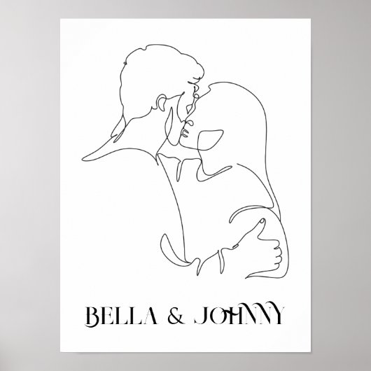 Poster Moderne Simple Line Art noir et blanc, chic boho (Devant)