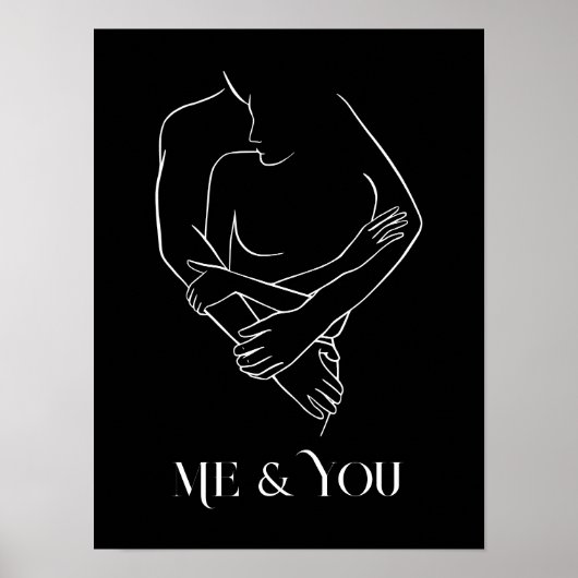 Poster Moderne Simple Line Art noir et blanc, chic boho (Devant)