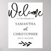 Poster Moderne Simple Mariage Bienvenue Noir & Blanc (Devant)