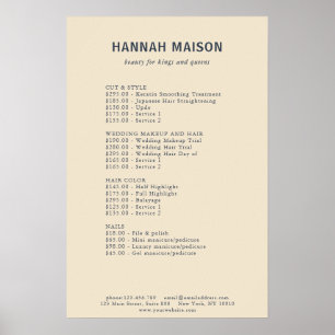 Poster Moderne Simple, Professionnel, Salon, Liste de Pri