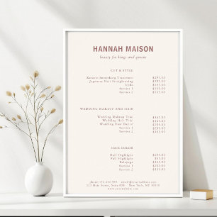 Poster Moderne Simple, Professionnel, Salon, Liste de Pri