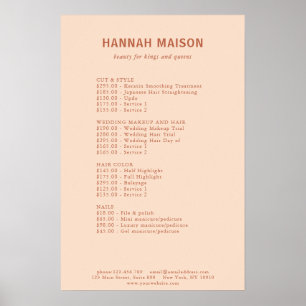 Poster Moderne Simple, Professionnel, Salon, Liste de Pri
