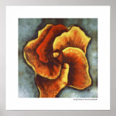Poster Moderne Surreal Jaune Orange Hibiscus Fleur Grey (Devant)