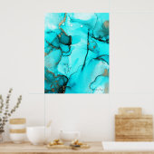 Poster Moderne tendance Abstrait biologique Turquoise Tur (Cuisine)