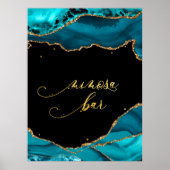 Poster Moderne Turquoise Or Agate Mimosa Bar Mariage (Devant)
