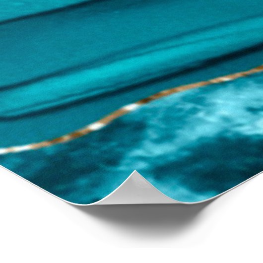 Poster Moderne Turquoise Or Agate Mimosa Bar Mariage (Coin)