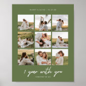 Poster Moderne Vert Olive 1ère Anniversaire de Mariage 9- (Devant)