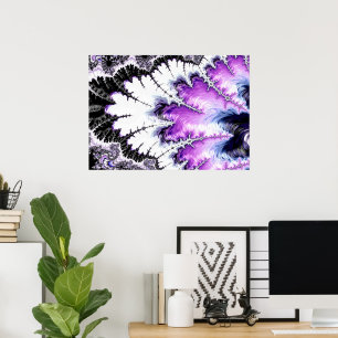 Poster Moderne violet noir blanc dégradé fractal