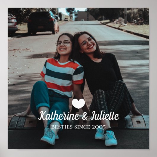 Poster Moderne White Heart Meilleur Ami Photo (Devant)