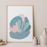Poster Modernisme Abstrait cool en bleu et blanc<br><div class="desc">Ce joli design d'art moderne présente des formes organiques amusantes dans une belle palette de couleurs de bleu doux et de rose roux.</div>