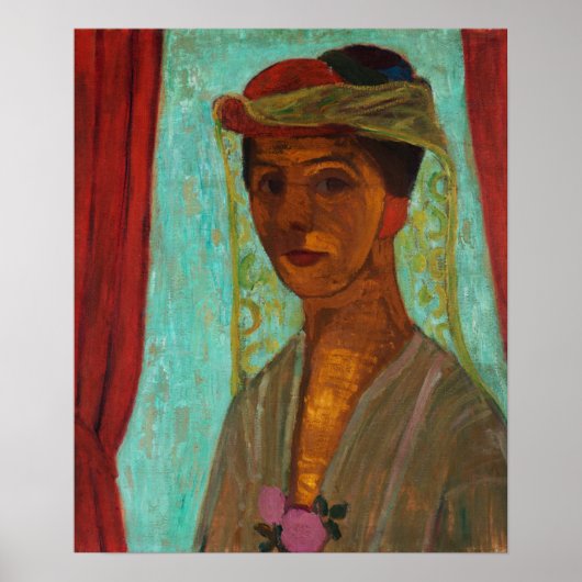 Poster Modersohn-Becker - Autoportrait avec chapeau et vo (Devant)