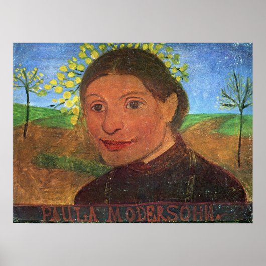 Poster Modersohn-Becker - Autoportrait, Devant des fleurs (Devant)