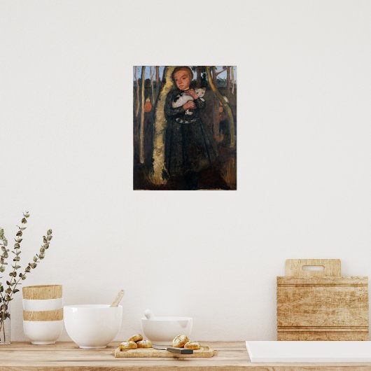 Poster Modersohn-Becker - Fille Dans La Forêt De Birch (Cuisine)